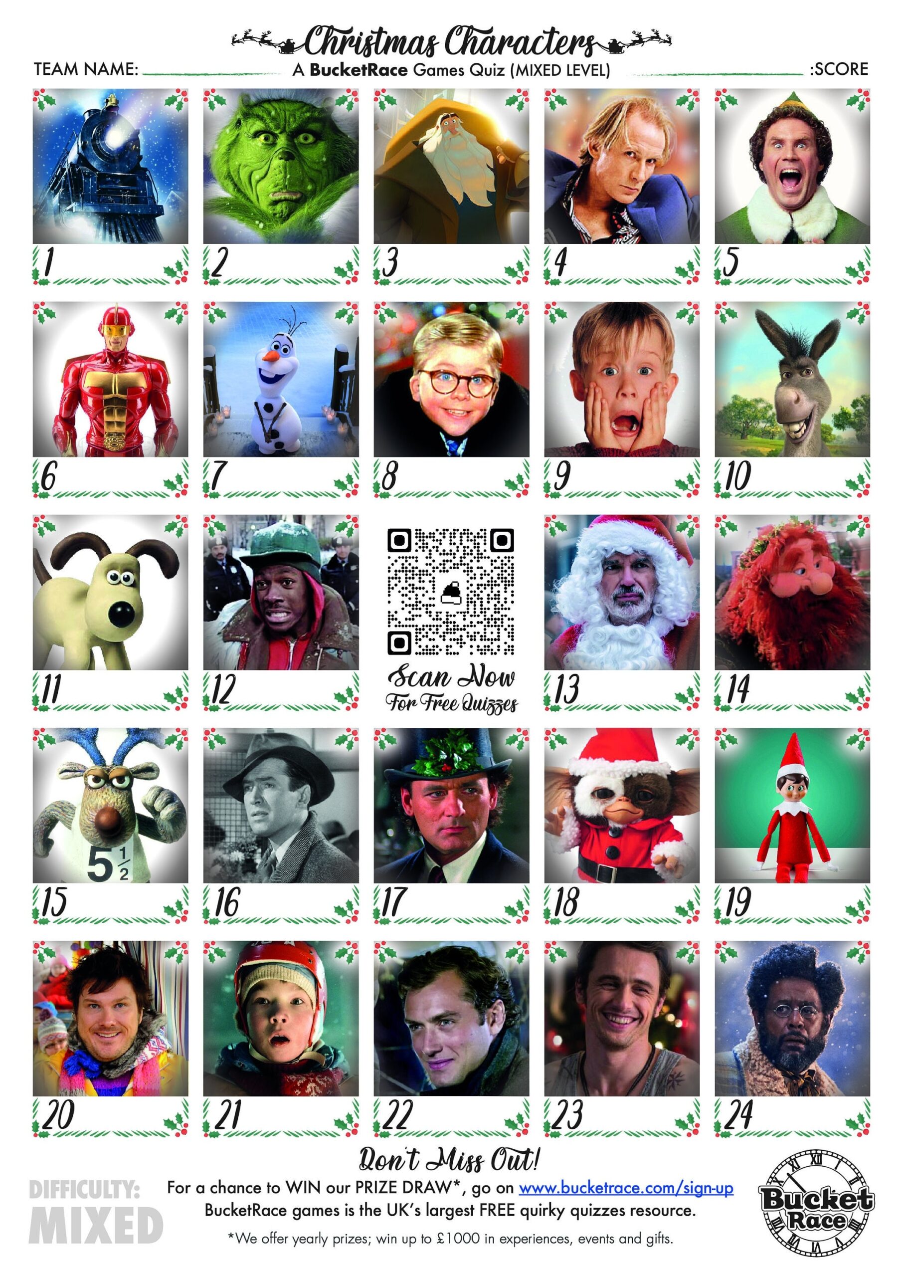Printable Christmas Character Picture Quiz Mixed Level Worksheets Library