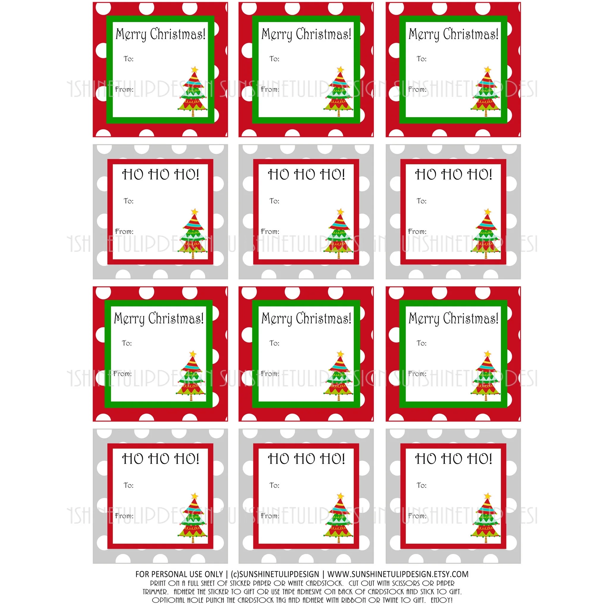 Printable Christmas Gift Tags Christmas Labels Red And Green Christmas Tags