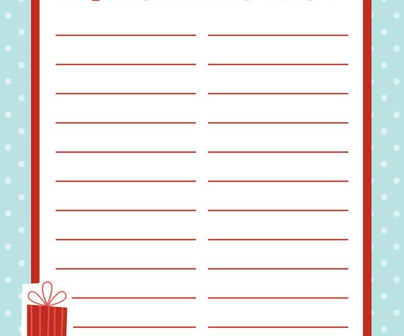 Printable Christmas Lists 25 FREE Printables Printabulls