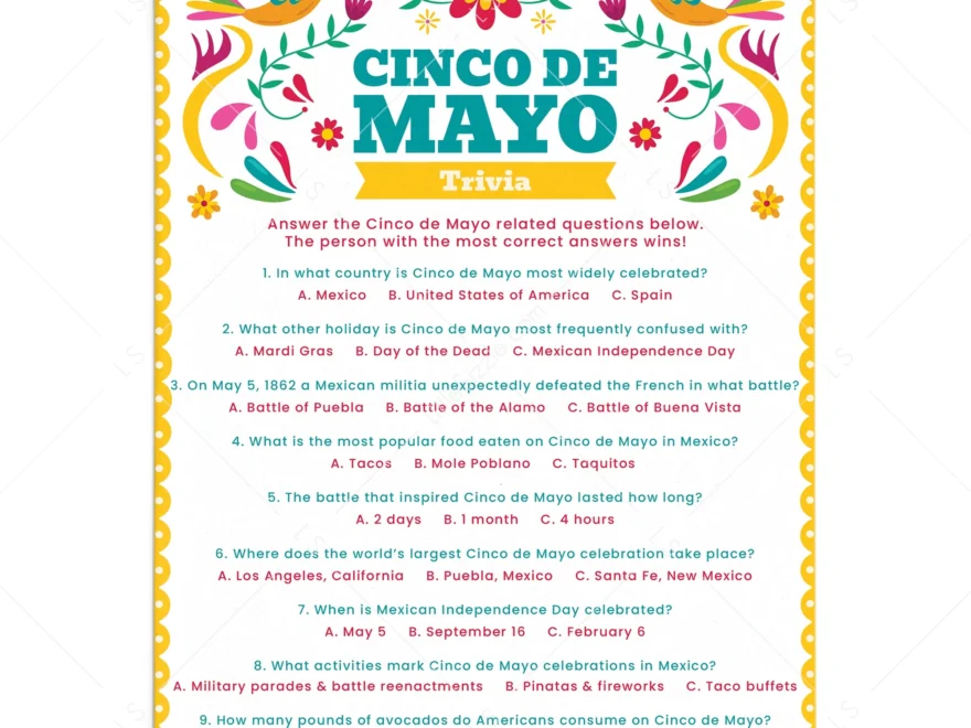 Printable Cinco De Mayo Trivia Game With Answer Key