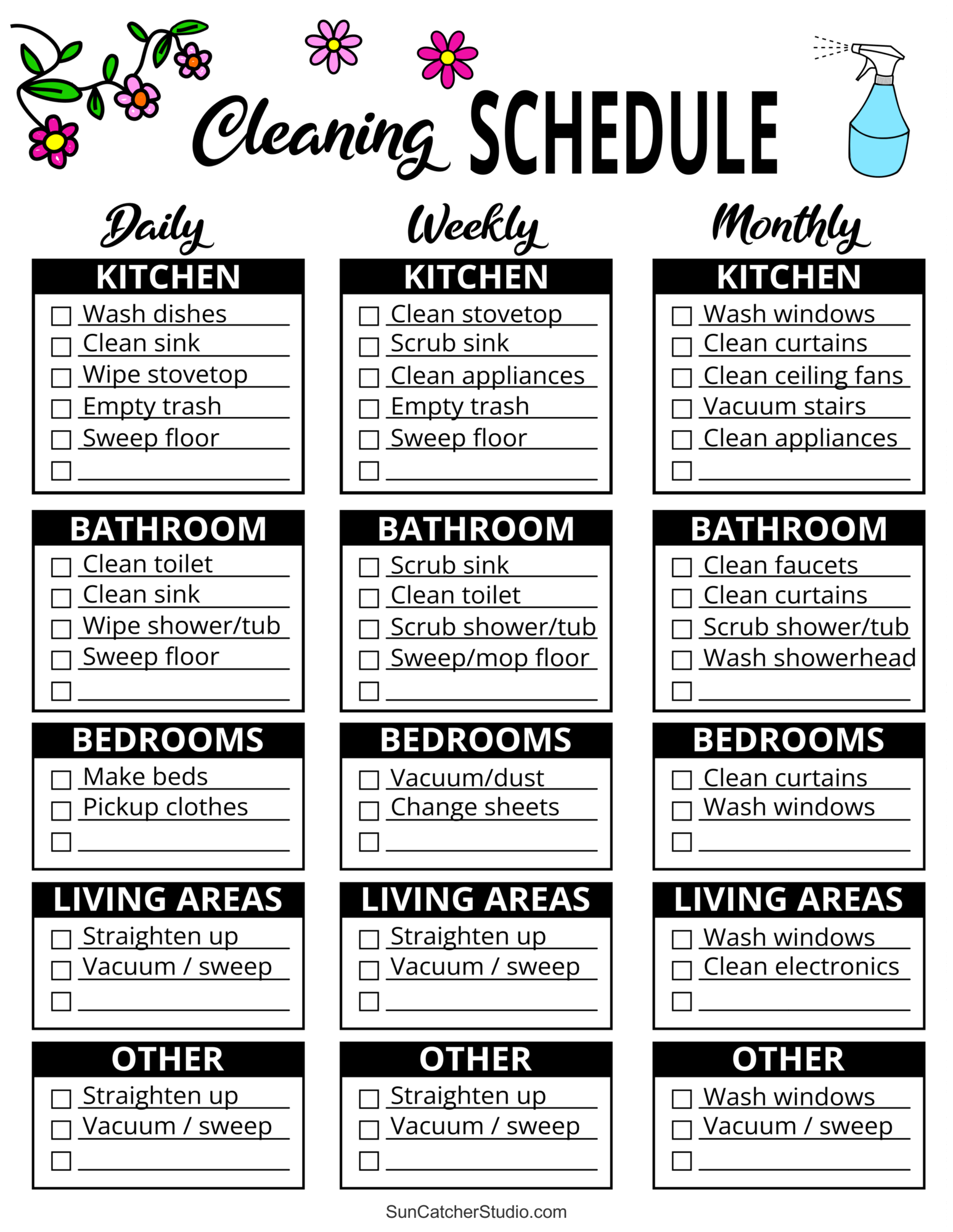 Free Printable Home Cleaning Schedule Free Printable Home Cleaning Schedule