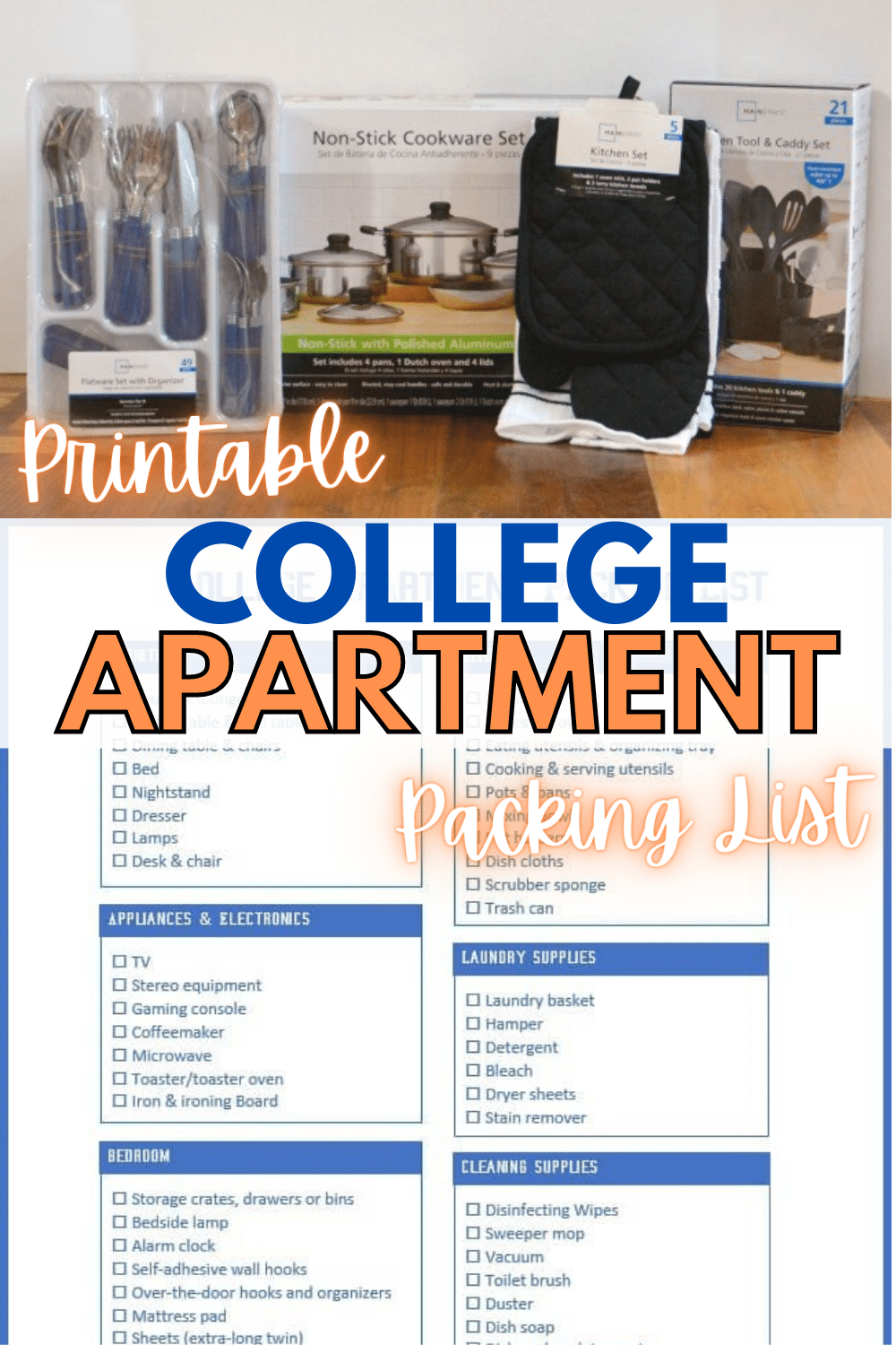 Printable College Apartment Packing List Printable College Apartment Packing List