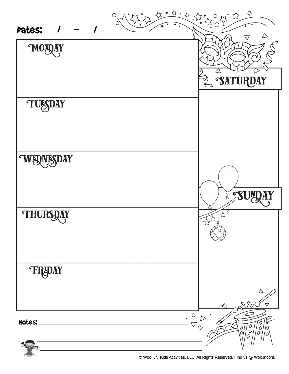 Printable Coloring Planner Pages Woo Jr Kids Activities Children s Publishing