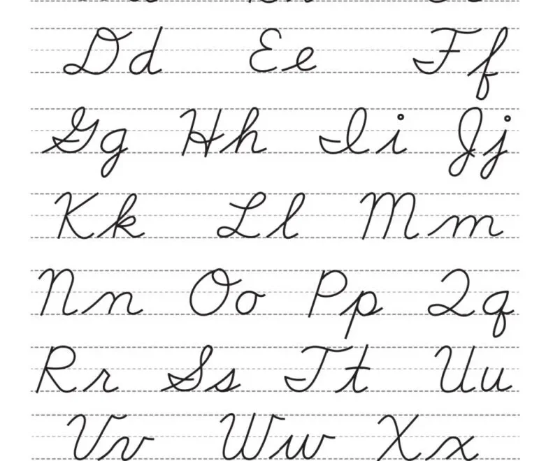 Printable Cursive Alphabet Chart PDF Upper And Lowercase Letters