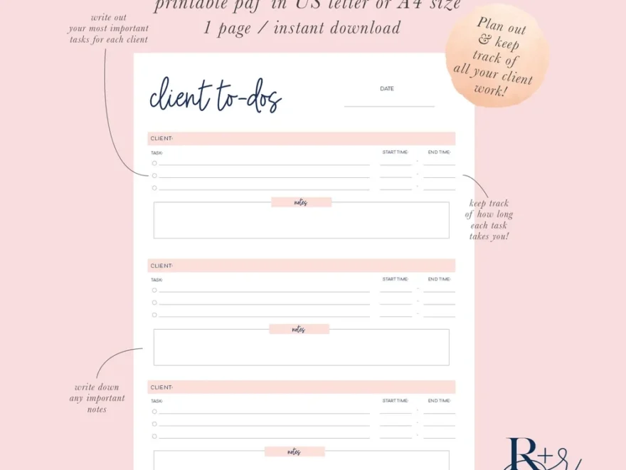 Printable Daily Client To Do List Planner R R Creative Co