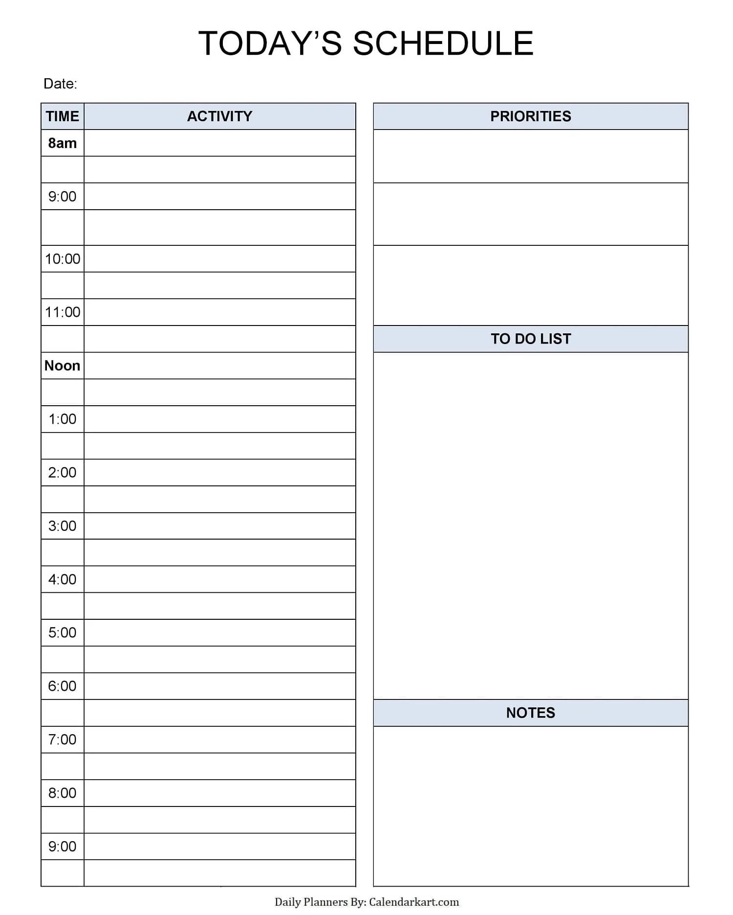 Free Printable Blank Daily Planner Free Printable Blank Daily Planner