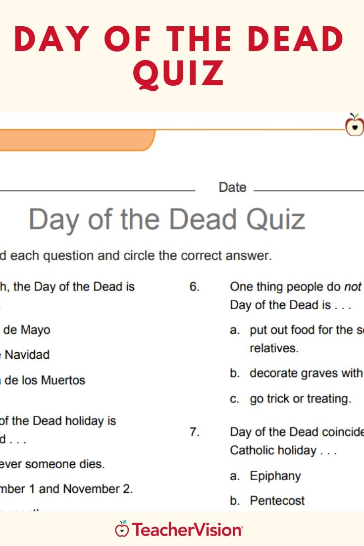 Printable Day Of The Dead Quiz Teaching Dia De Los Muertos 