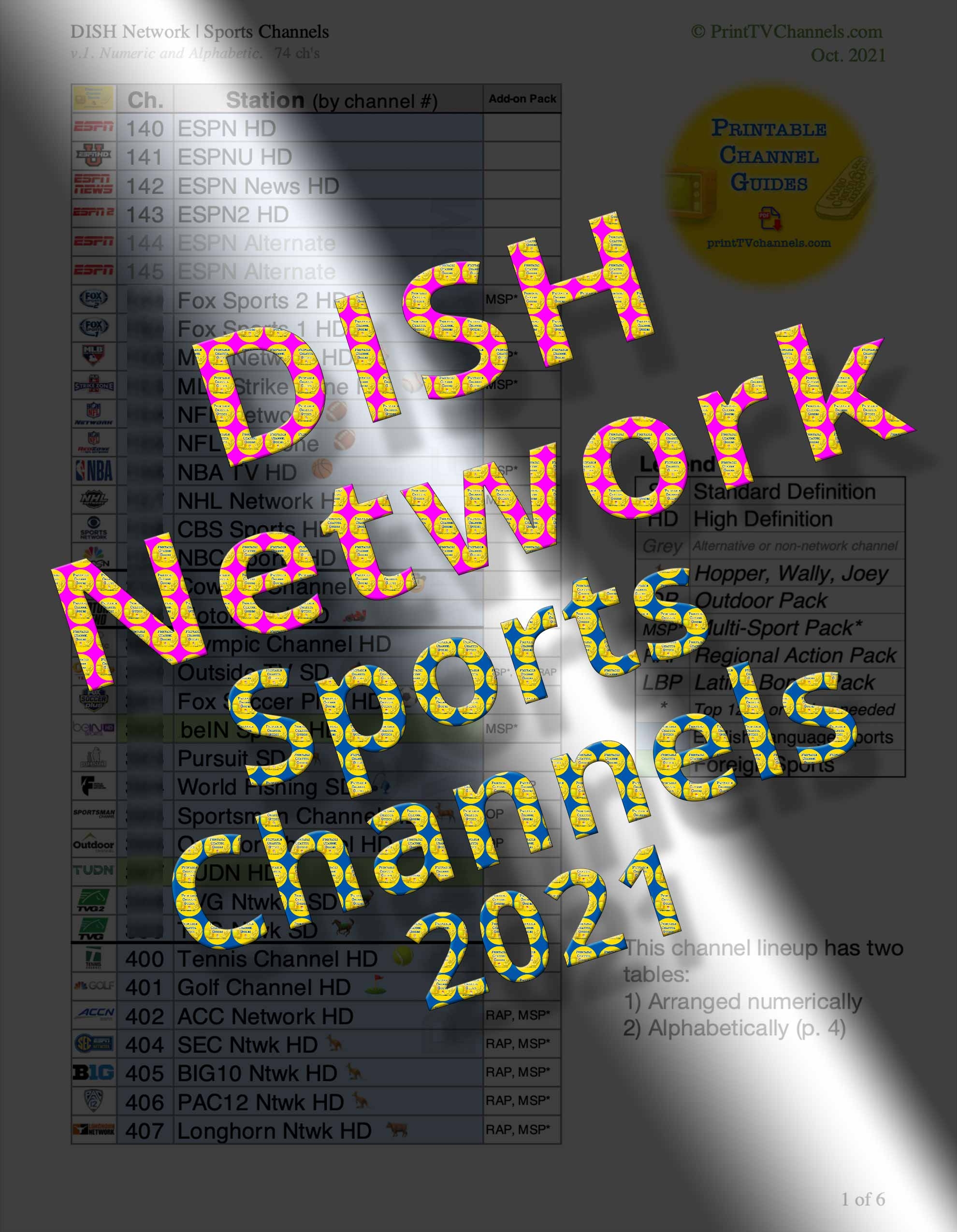 Dish Channel Listing Printable