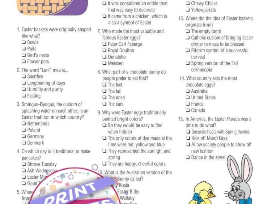 Printable Easter Trivia Party Game Print Games Now