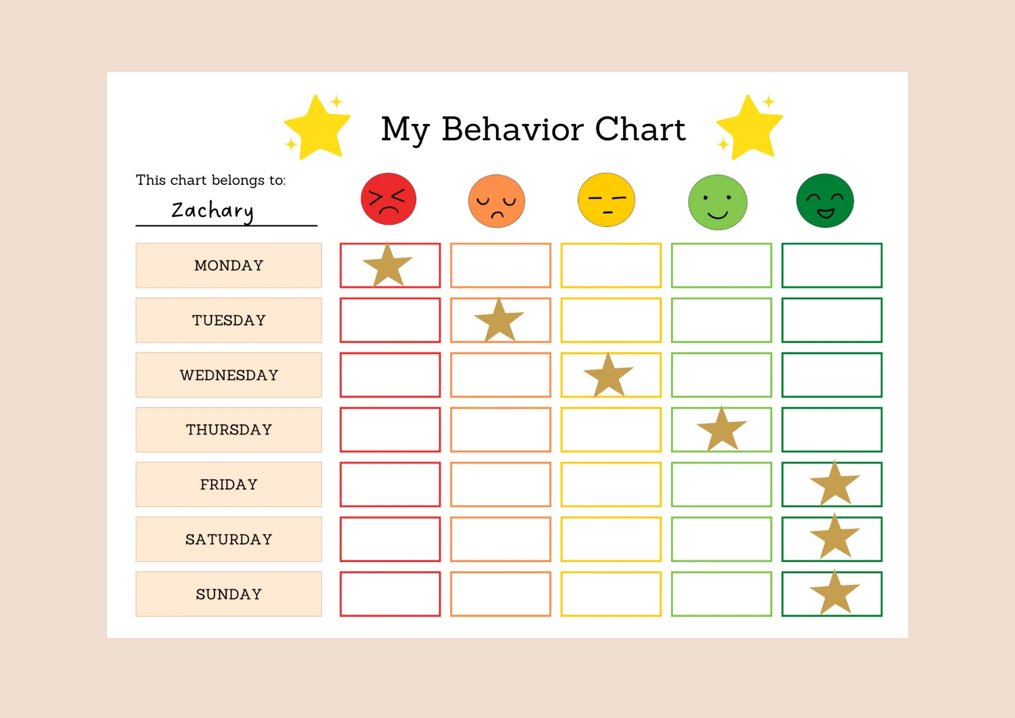 Preschool Bahavior Printable Charts