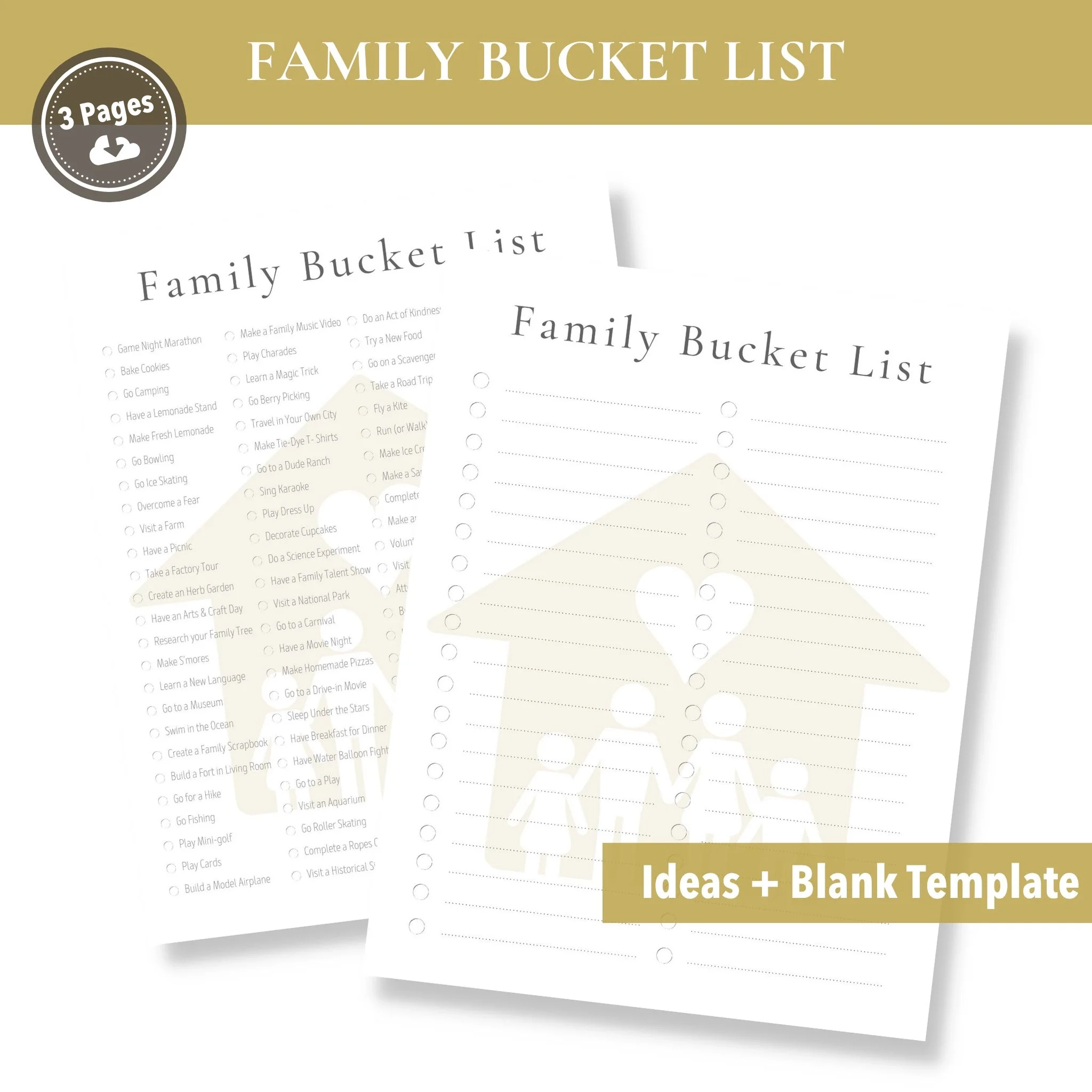Family Bucket List Printable Family Bucket List Printable