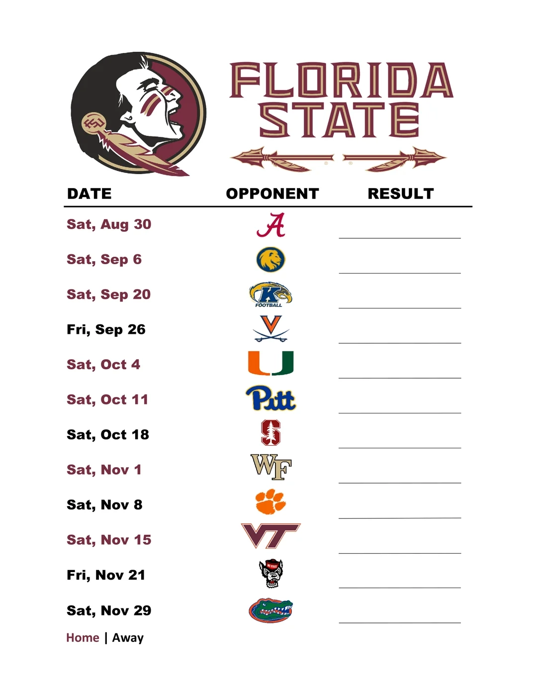 Printable Football Schedule 2025 Edition R fsusports