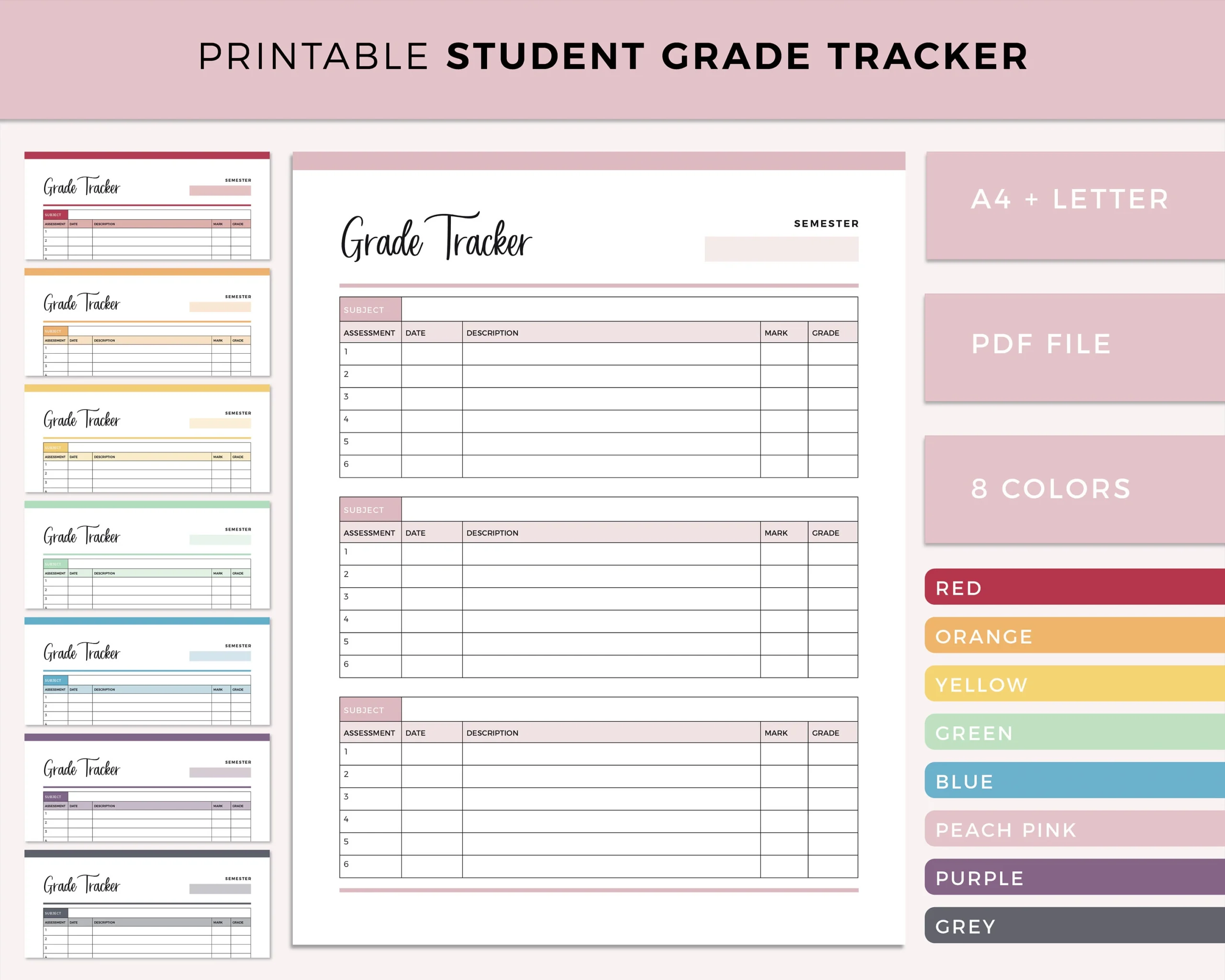 Homeschool Weekly Grade Sheet Printables