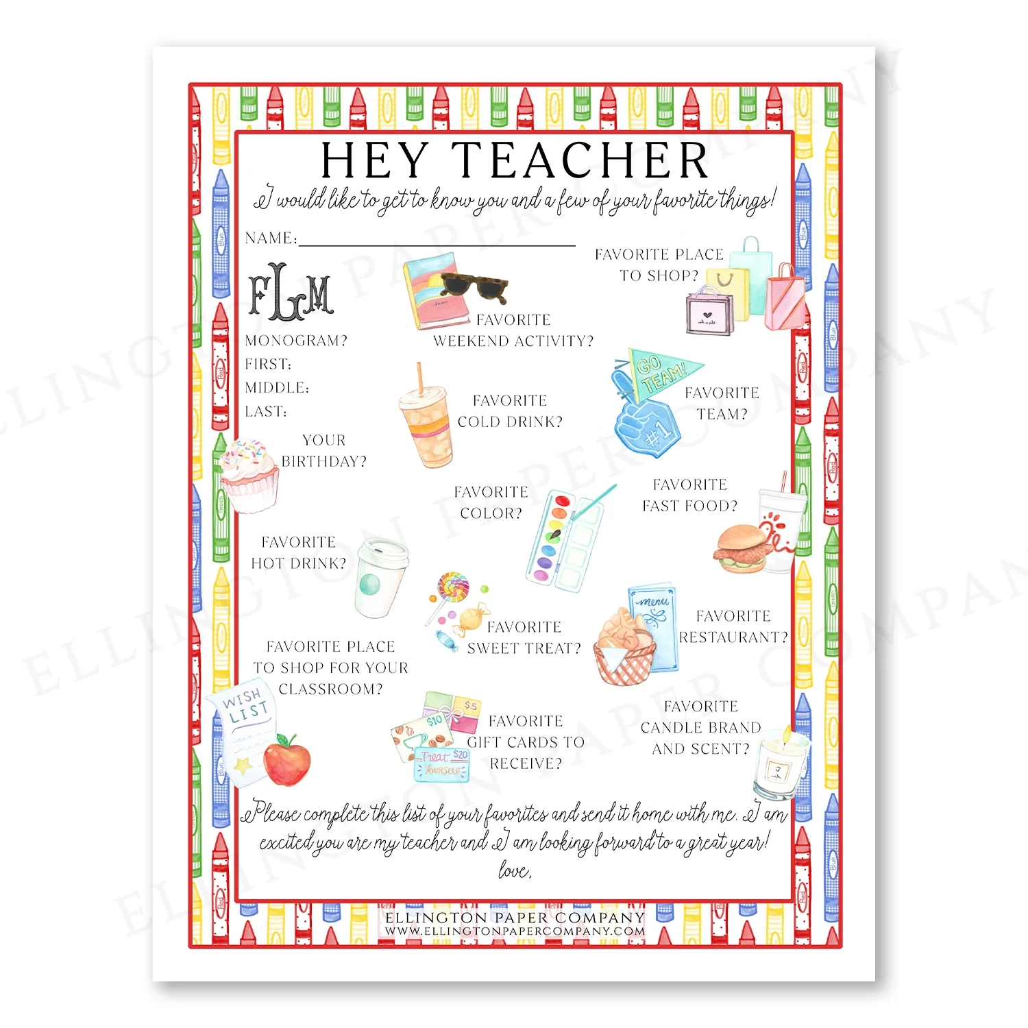 Printable Hey Teacher Wishlist Crayons Restaurant Option Digital Printable Hey Teacher Wishlist Crayons Restaurant Option Digital