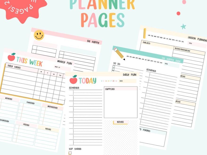Printable Homeschool Planner Pages Happy Day Printables