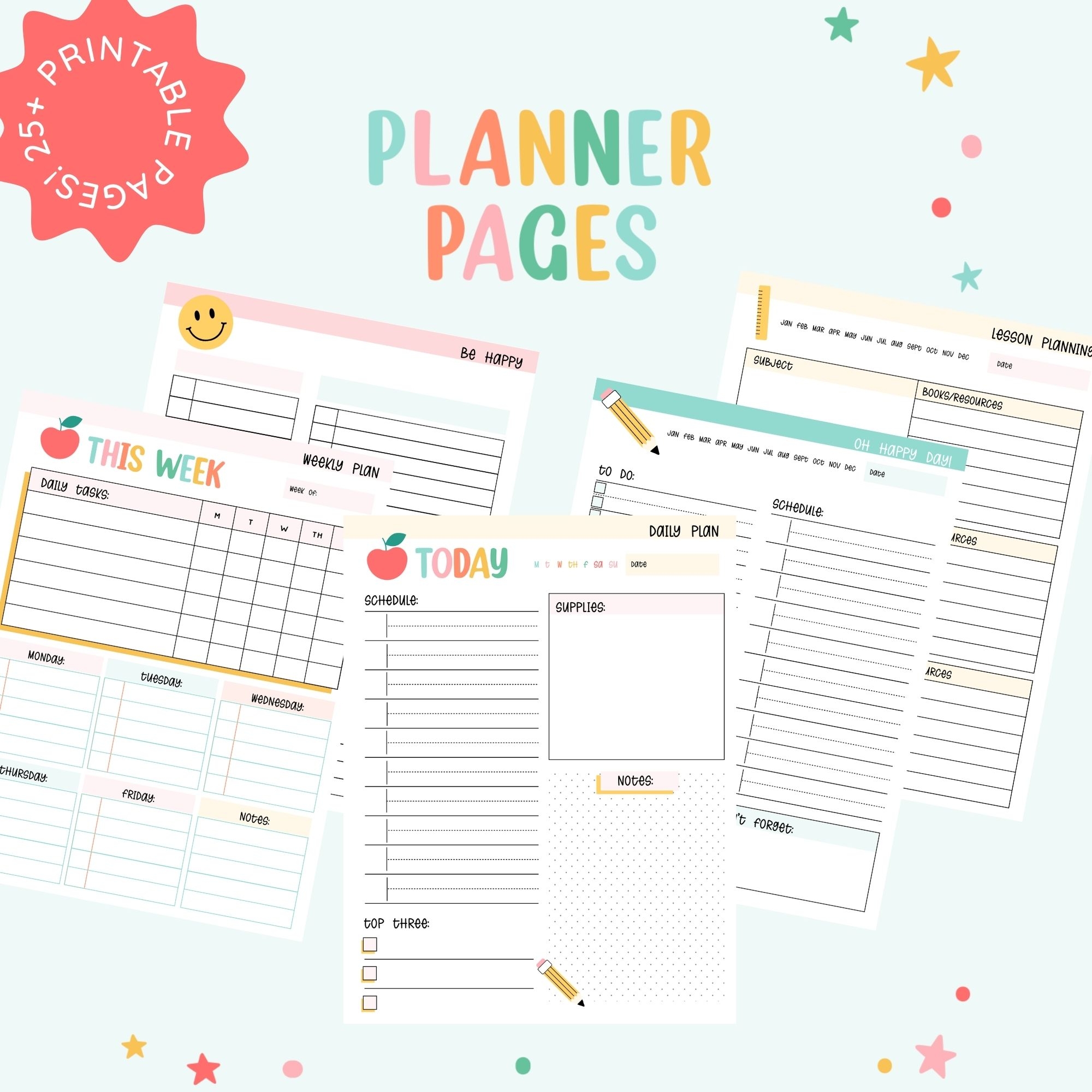 Printable Homeschool Planner Pages Happy Day Printables