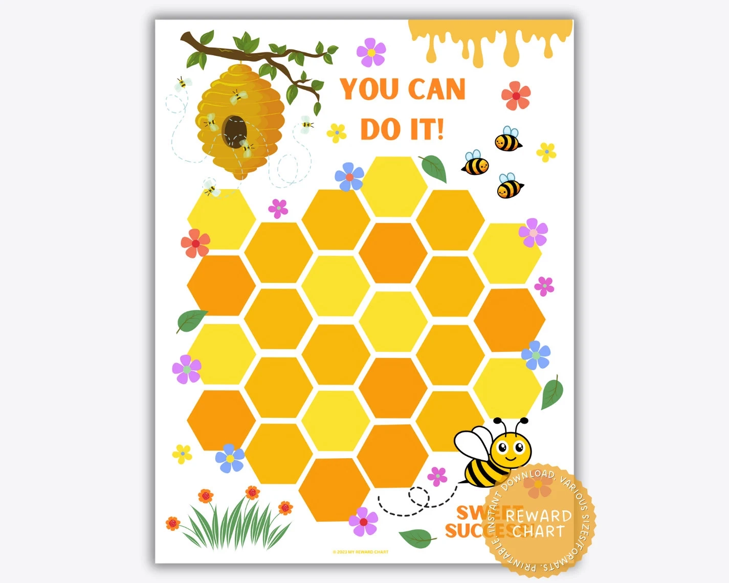 Printable Honey Bee Reward Chart Kids Chore Chart PDF Etsy