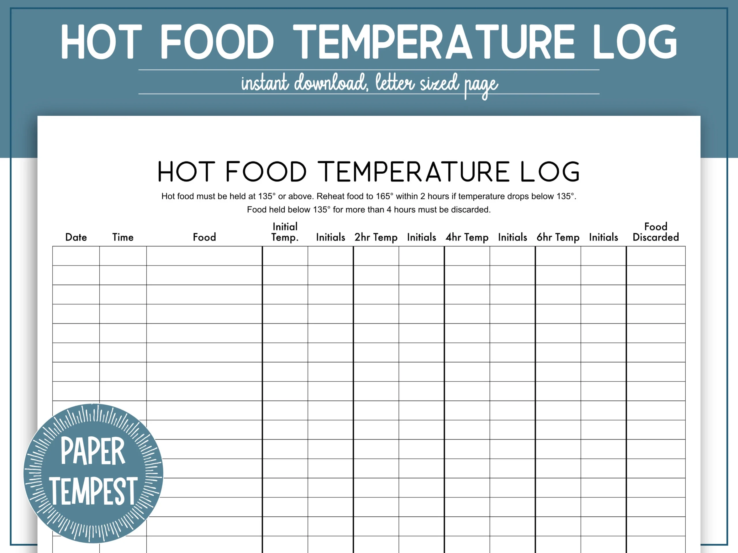 Printable Food Temperature Chart Printable Food Temperature Chart