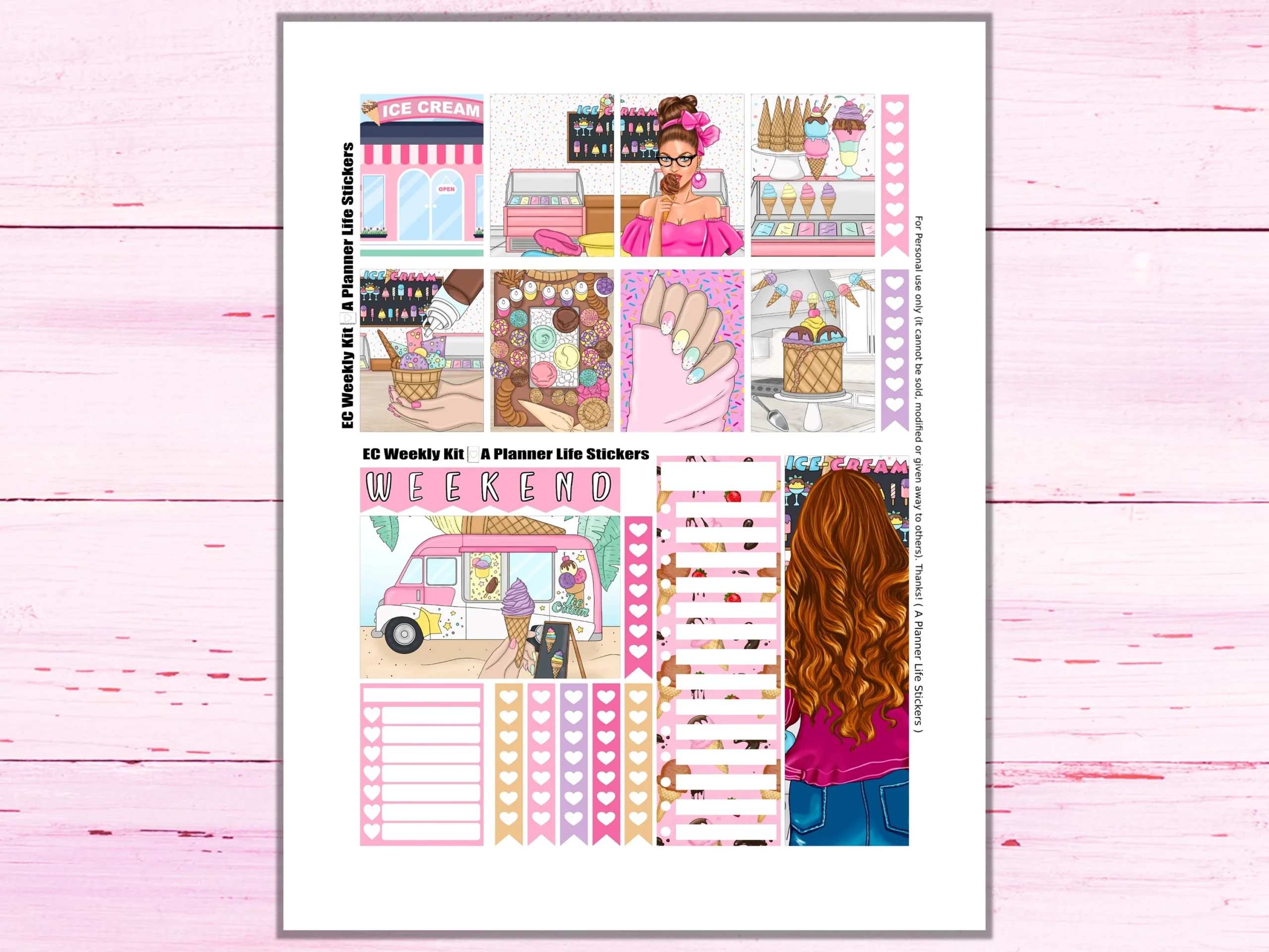 Printable Ice Cream Planner Stickers Made To Fit The Erin Condren 