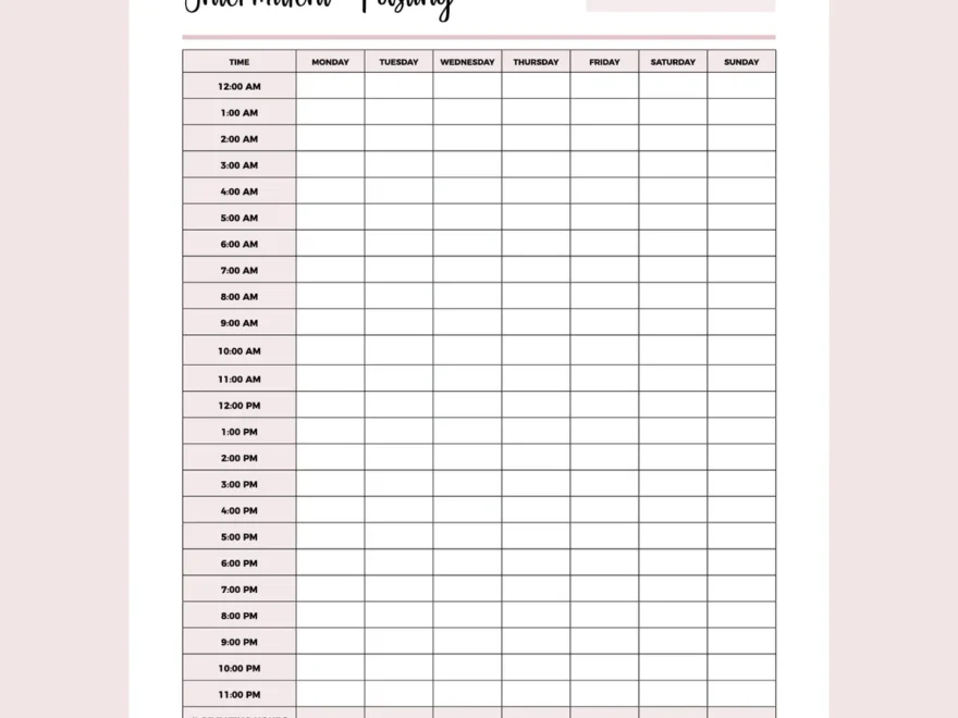 Printable Intermittent Fasting Tracker Instant Download PDF A4