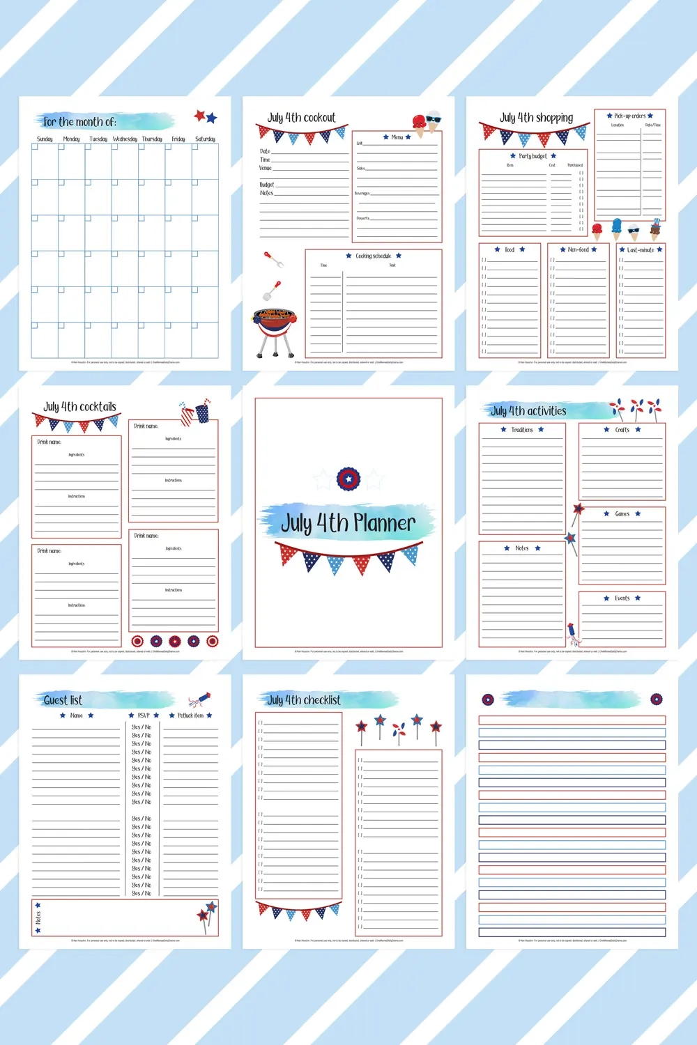 4th Of July Free Printable Planner