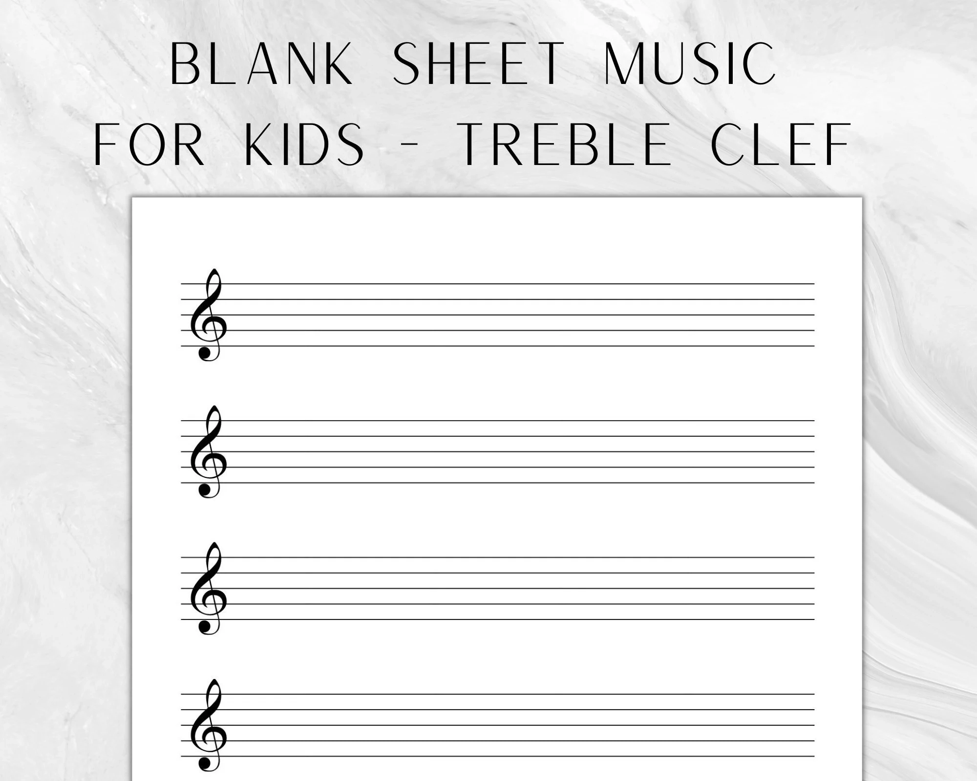 Printable Kids Sheet Music Blank Music Paper Treble Clef Music Sheets For Kids Music Manuscript Write Own Music Template Staff Paper Violin Etsy
