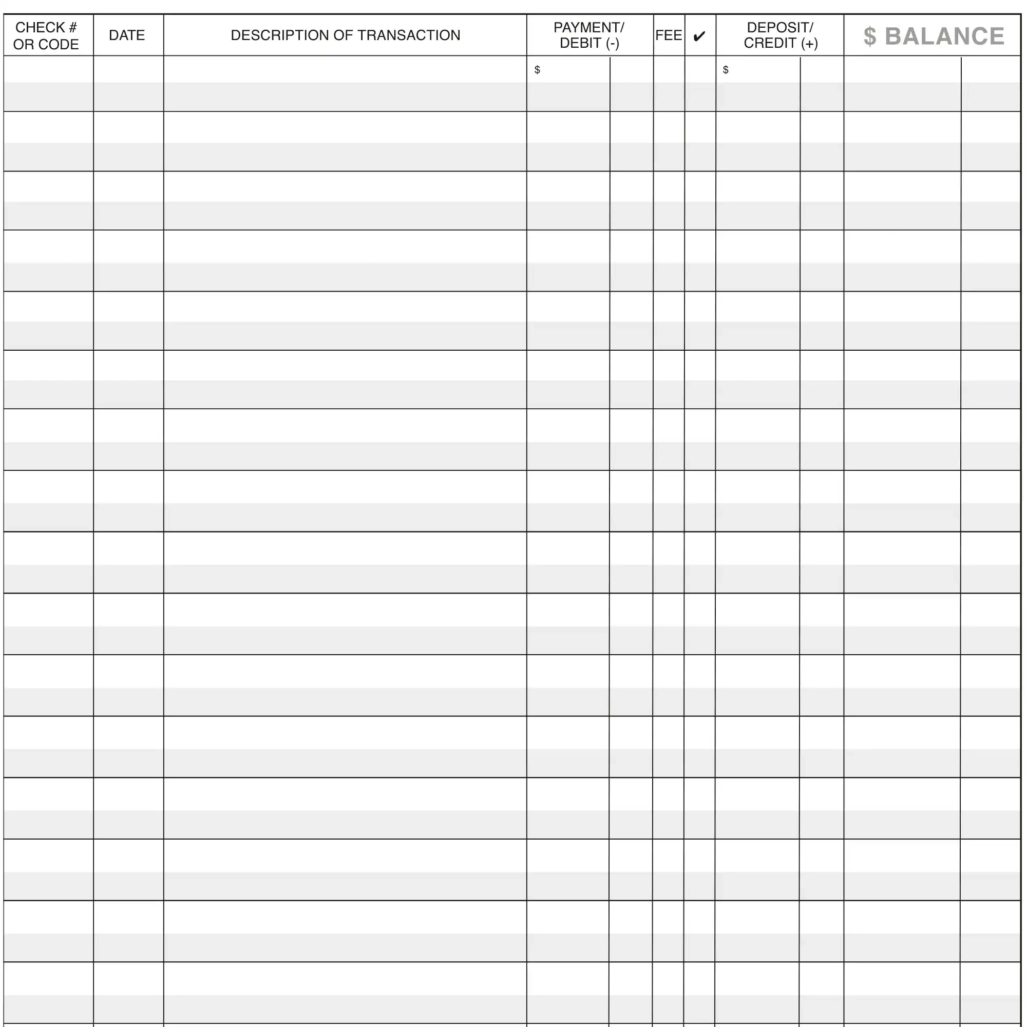 Checkbook Balance Sheet Printable Checkbook Balance Sheet Printable