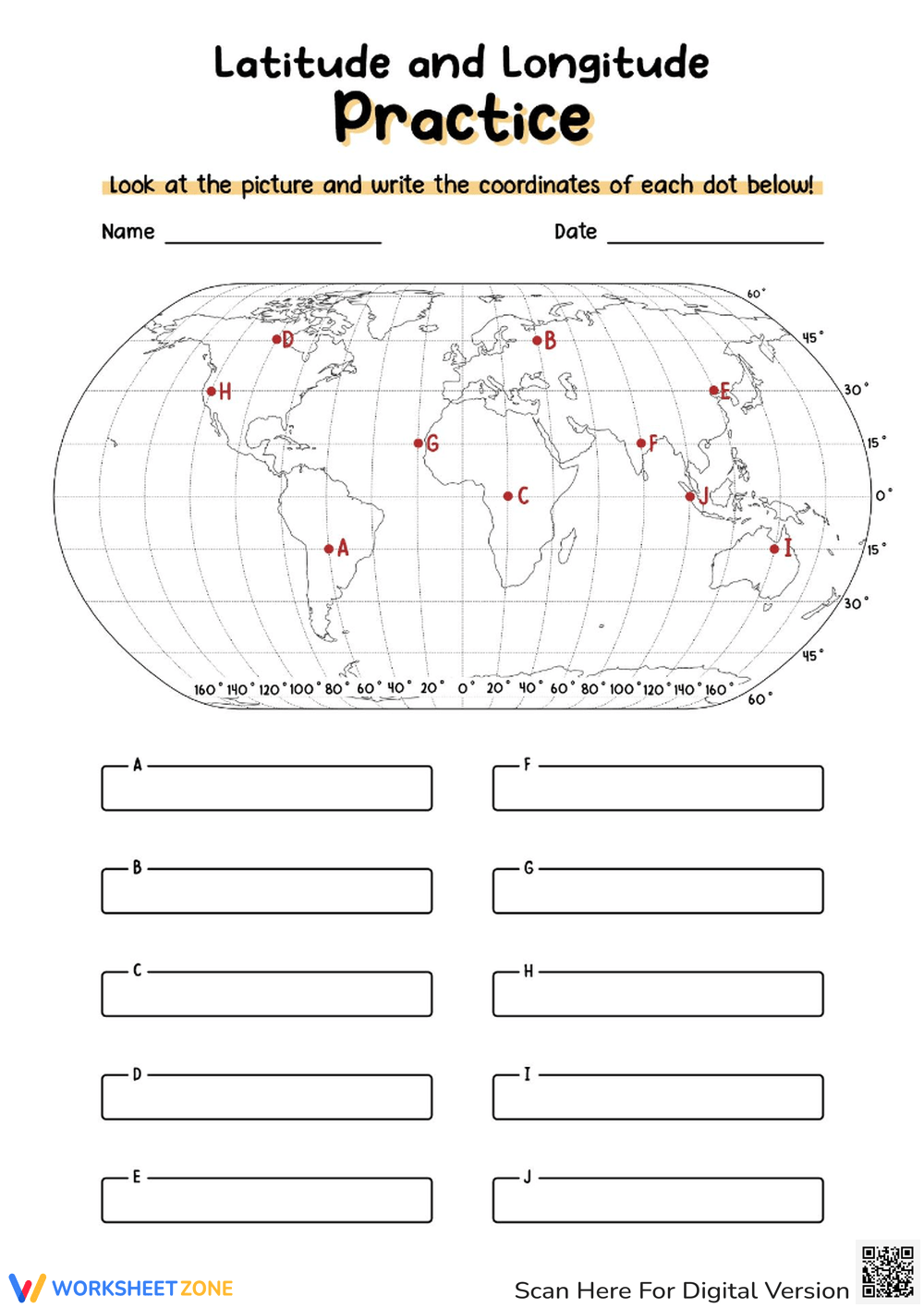 Printable Latitude And Longitude Worksheets