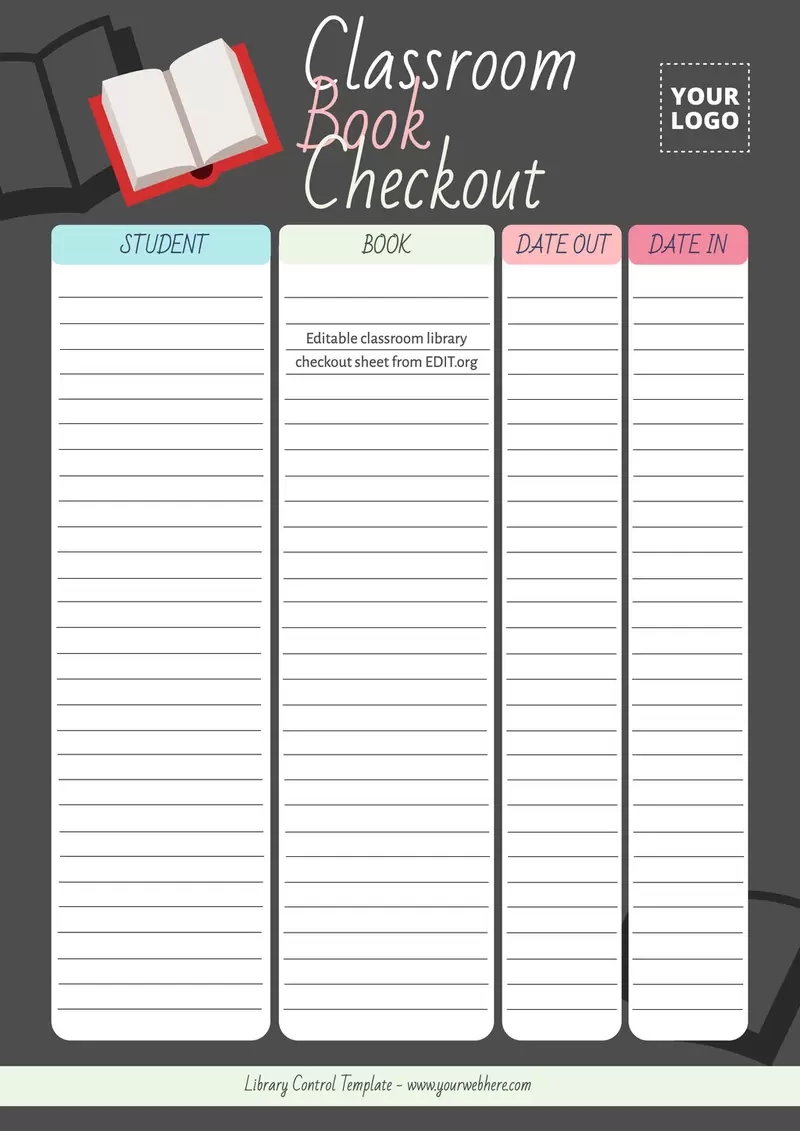 Printable Library Checkout Sheet Templates Printable Library Checkout Sheet Templates