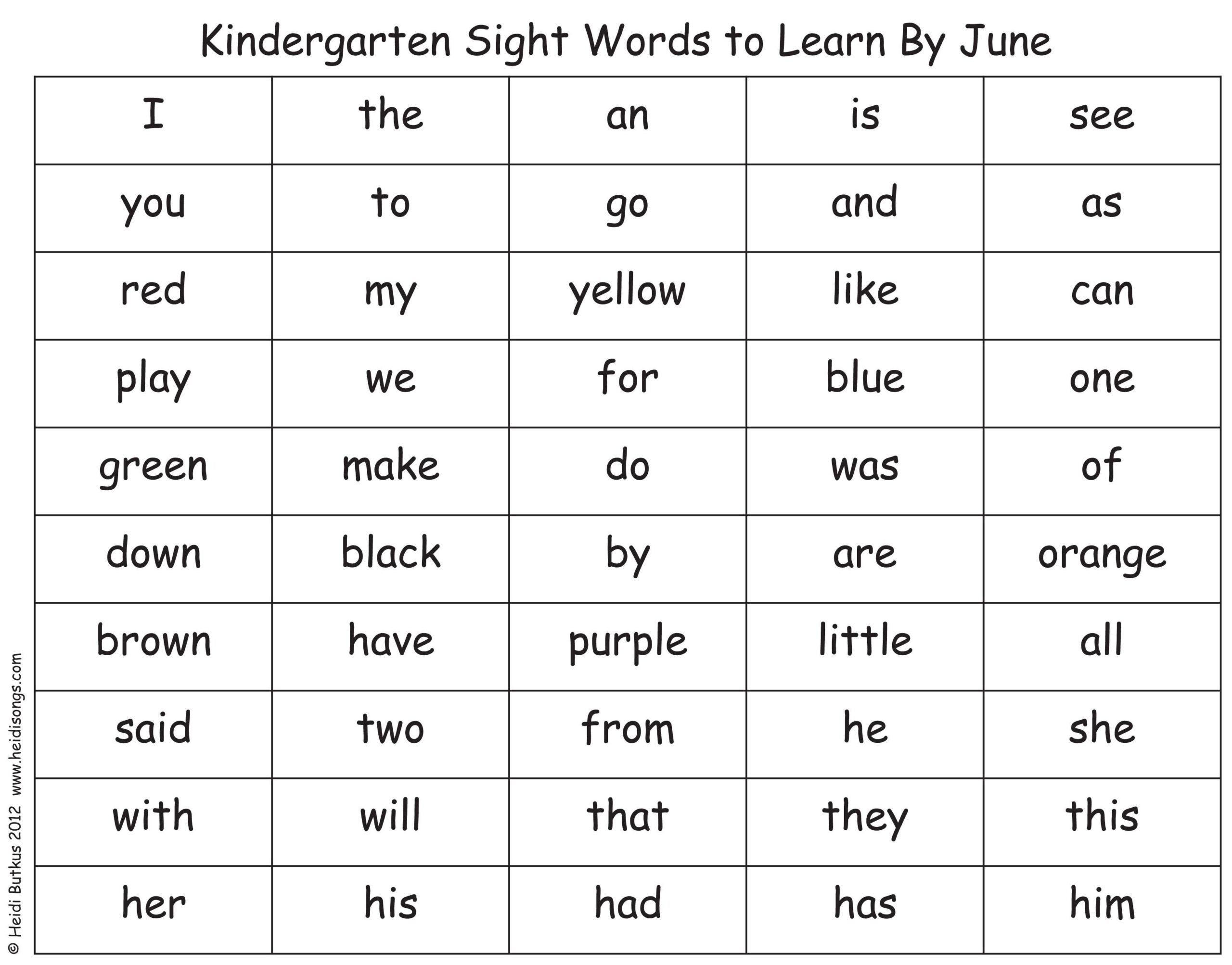 Free Printable Kindergarten Sight Word Lists Free Printable Kindergarten Sight Word Lists