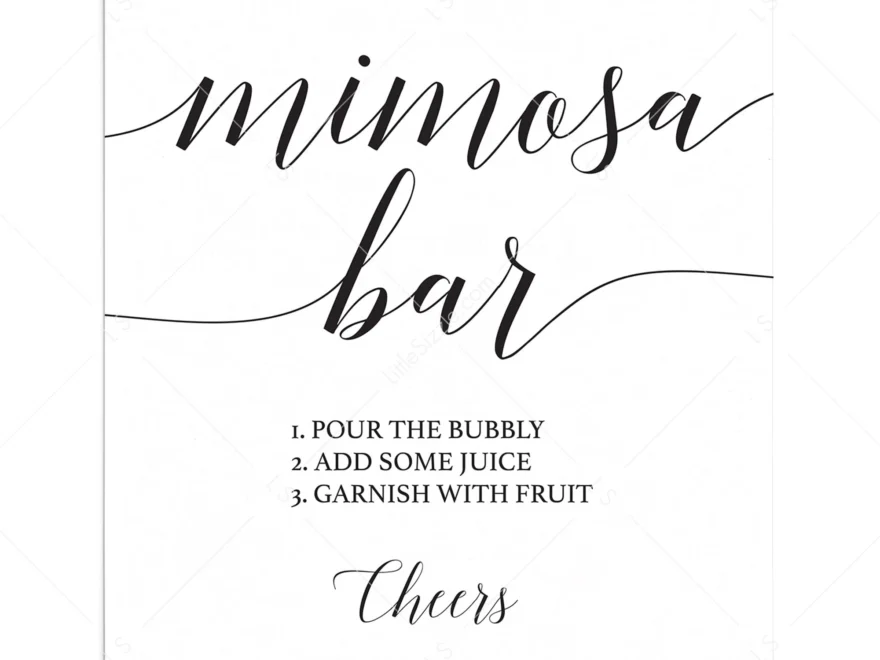 Printable Mimosa Bar Sign With Calligraphy Font Instant Download