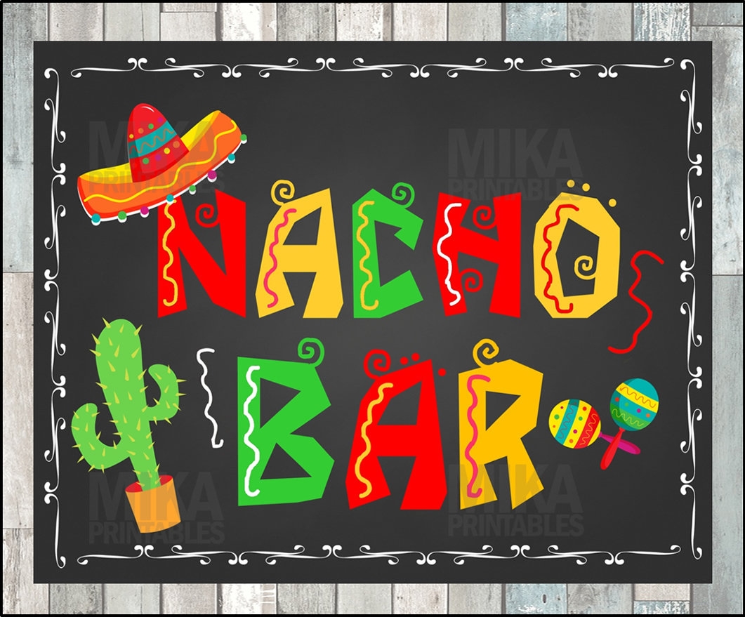 Printable NACHO BAR Sign Taco Party Sign Birthday Fiesta Sign 