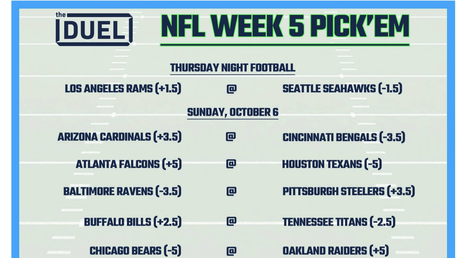 Printable NFL Weekly Pick Em Sheets For Week 5 FanDuel Research Printable NFL Weekly Pick Em Sheets For Week 5 FanDuel Research