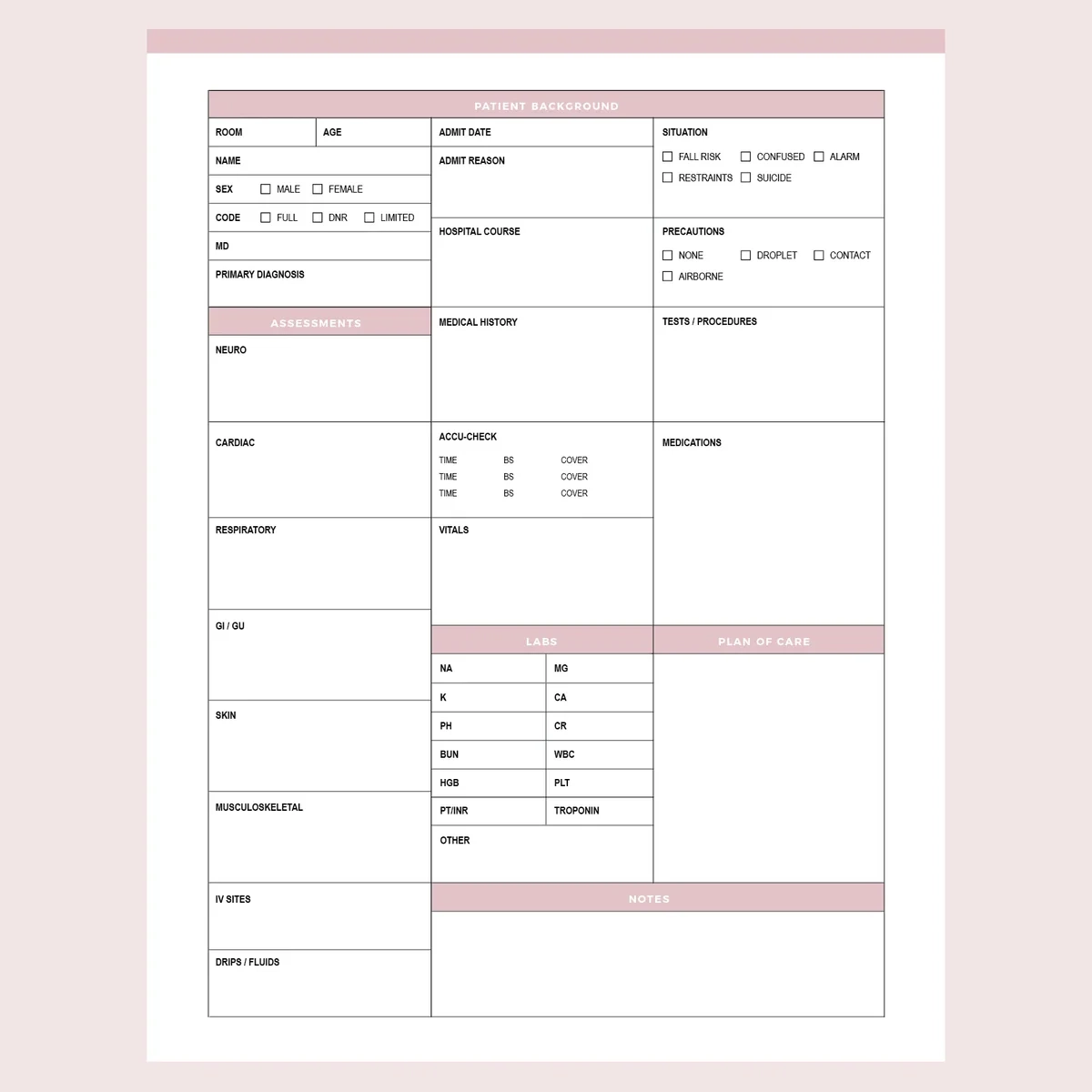 Printable Report Sheets For Nurses Printable Report Sheets For Nurses