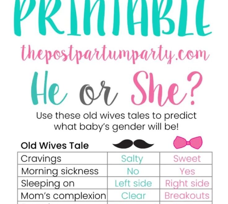 printable old wives tales quiz to predict baby s gender