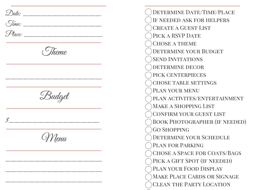 Printable Party Planning Checklist Easy Event Ideas