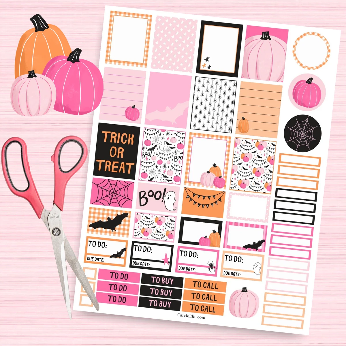 Printable Pink Halloween Planner Stickers Printable Pink Halloween Planner Stickers