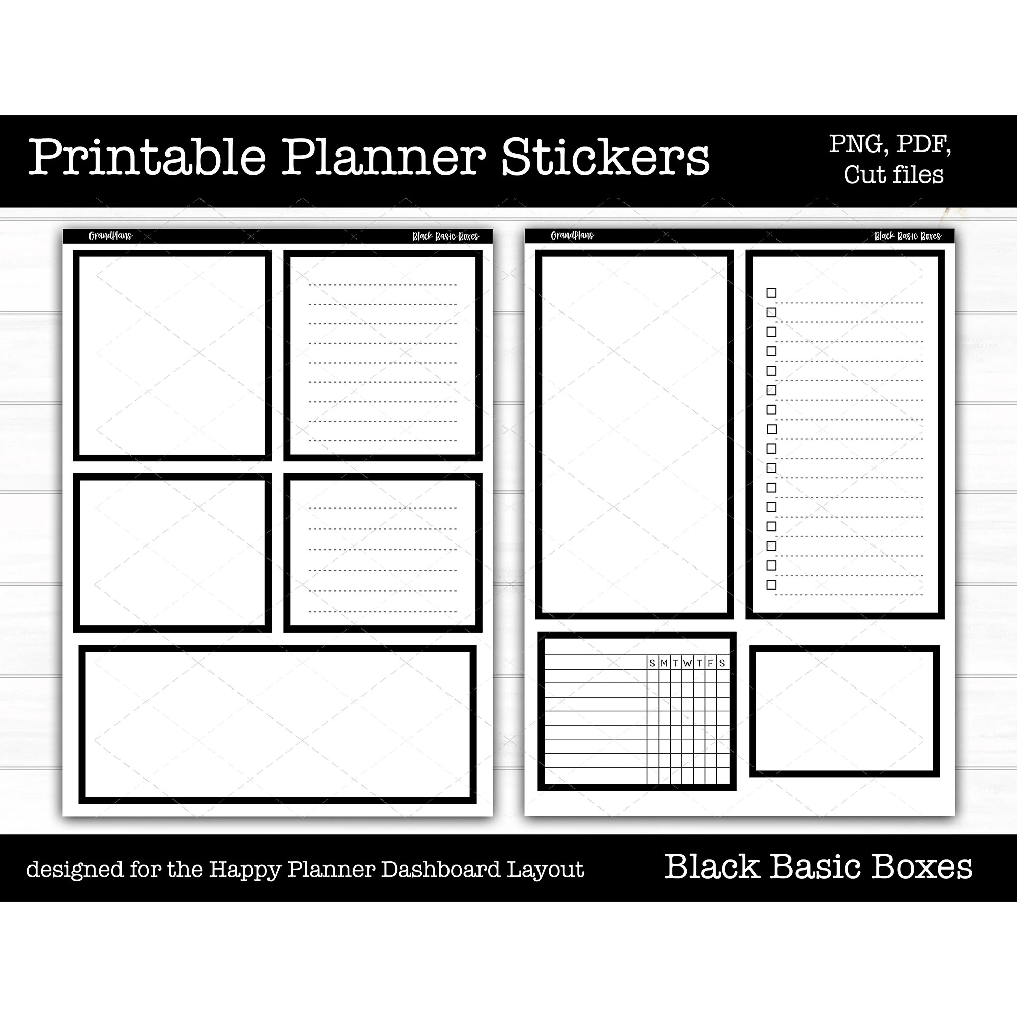 Black And White Planner Boxes Printables Black And White Planner Boxes Printables