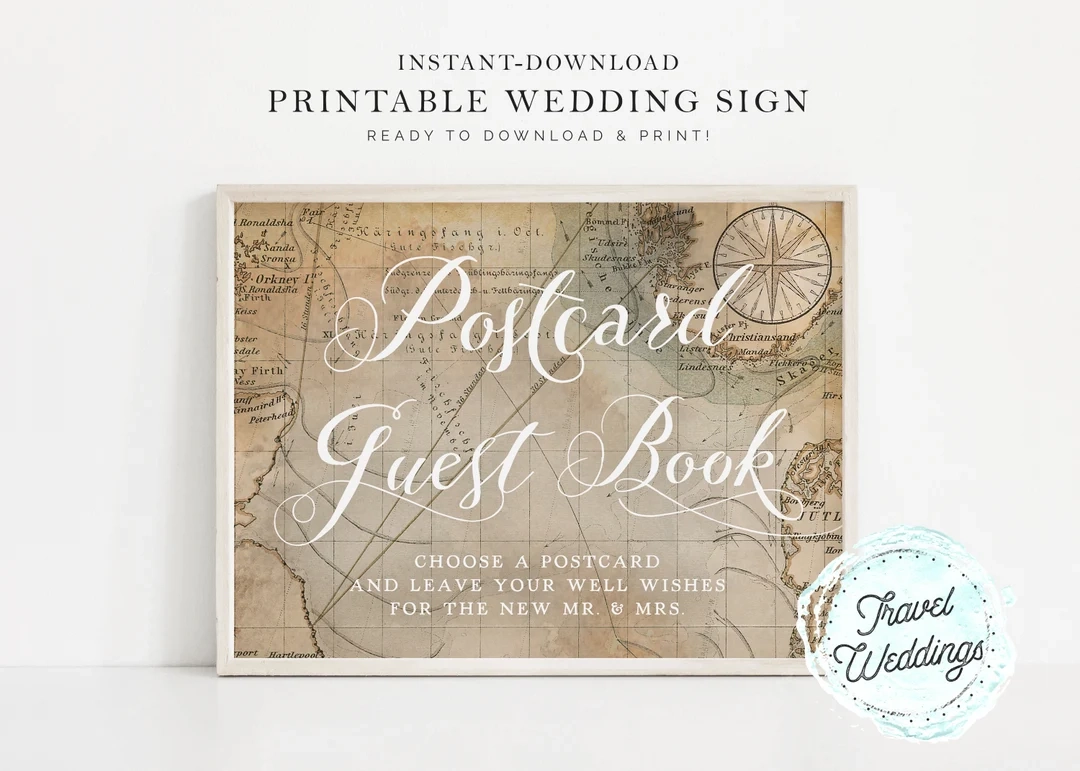 Printable Postcard Guest Book Guestbook Wedding Sign Vintage Map Travel Theme Instant Download Etsy de Printable Postcard Guest Book Guestbook Wedding Sign Vintage Map Travel Theme Instant Download Etsy de