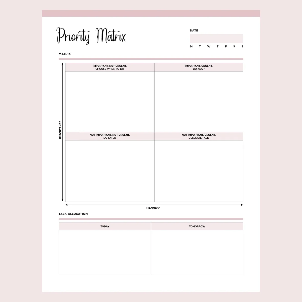 Printable Planners Matrix Format Printable Printable Planners Matrix Format Printable