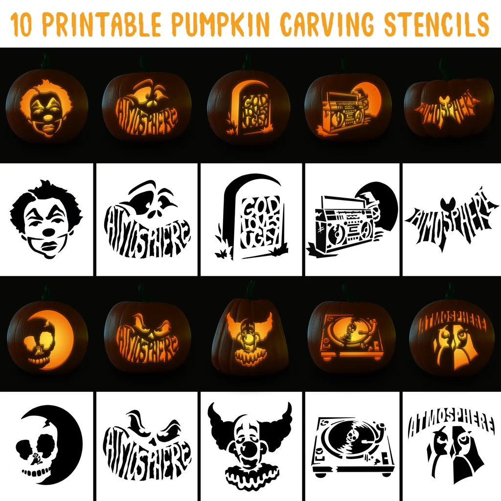 Printable Pumpkin Carving Stencils Atmosphere
