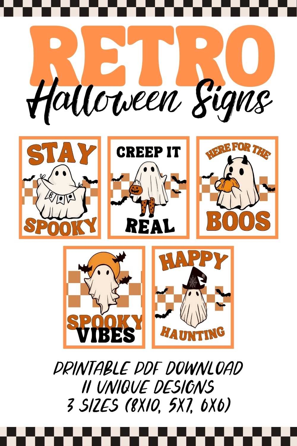 Printable Retro Ghost Halloween Signs To Decorate Your Home