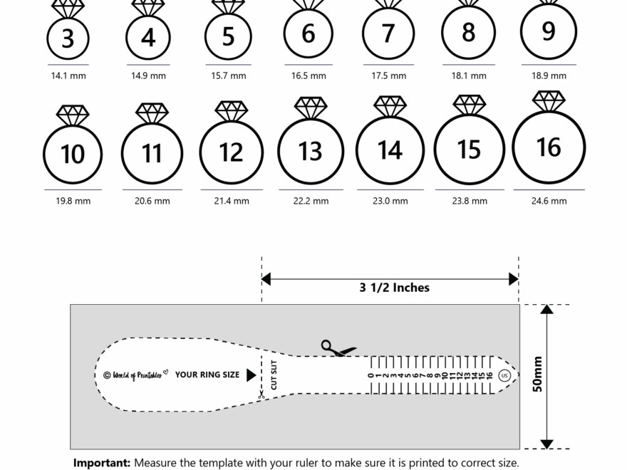 Printable Ring Size Chart Find Your Ring Size Easy World Of