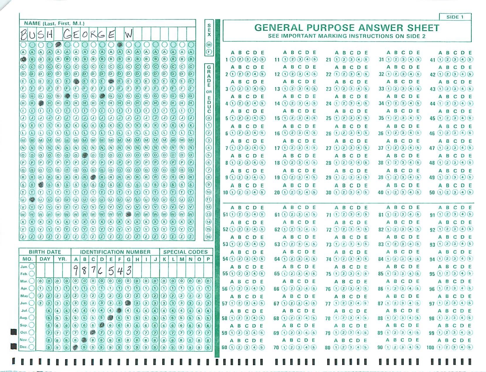 Printable Scantron Sheet Printable Printable Scantron Sheet Printable