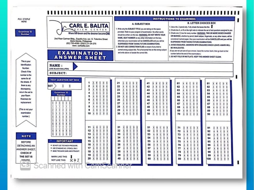 Printable Scantron Sheet Printable