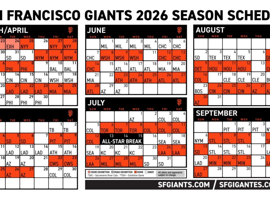 Printable Schedule 2026 San Francisco Giants