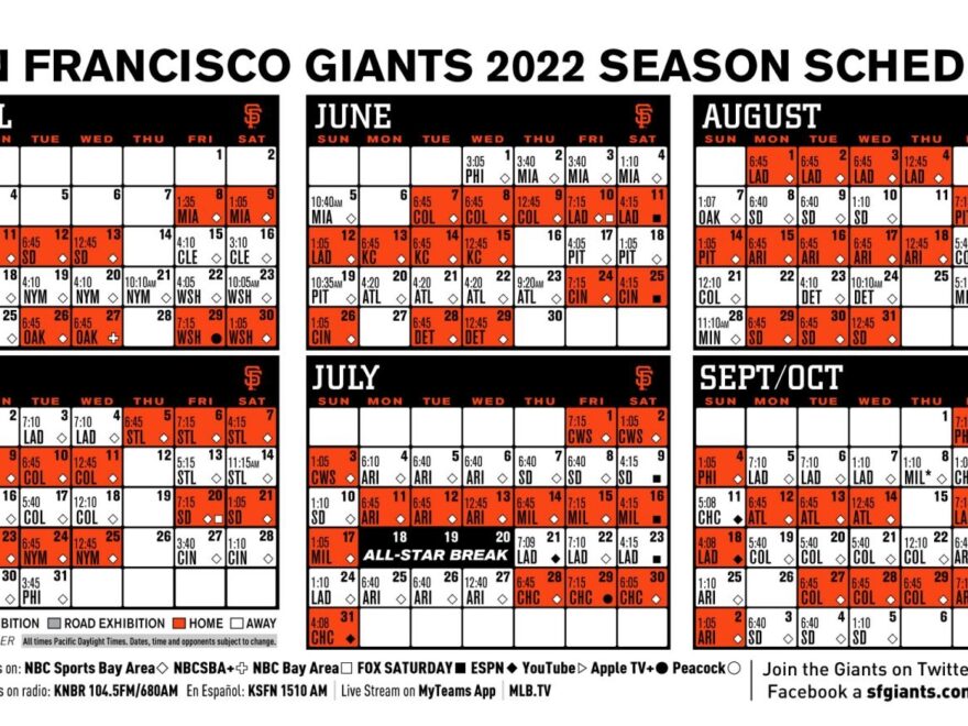 Printable Schedule San Francisco Giants
