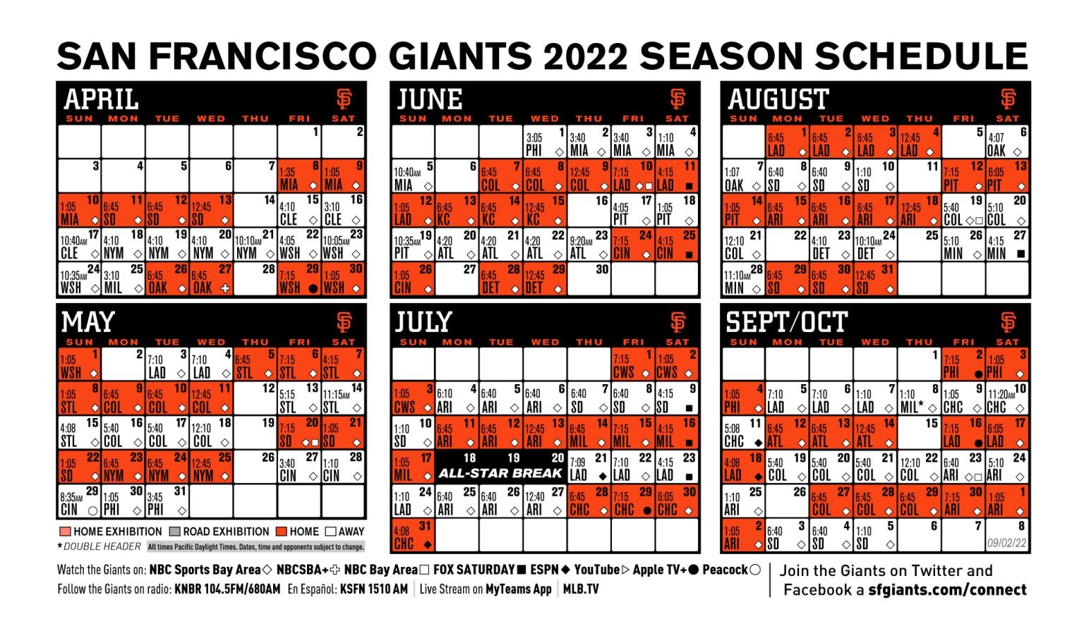 Printable Schedule San Francisco Giants Printable Schedule San Francisco Giants