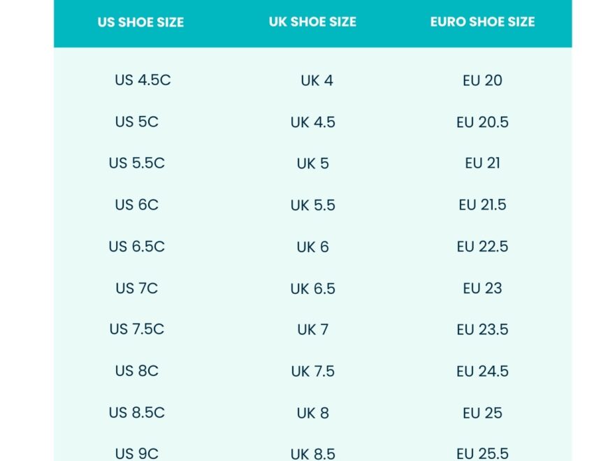 Printable Shoe Conversion Charts Foot Length Shoe Size Metric To