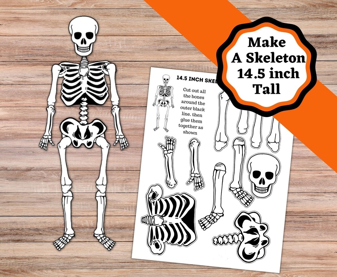 Printable Skeleton Craft 14 5 Inch Skeleton Cut And Glue Craft Easy Skeleton Or Halloween Craft Etsy Printable Skeleton Craft 14 5 Inch Skeleton Cut And Glue Craft Easy Skeleton Or Halloween Craft Etsy